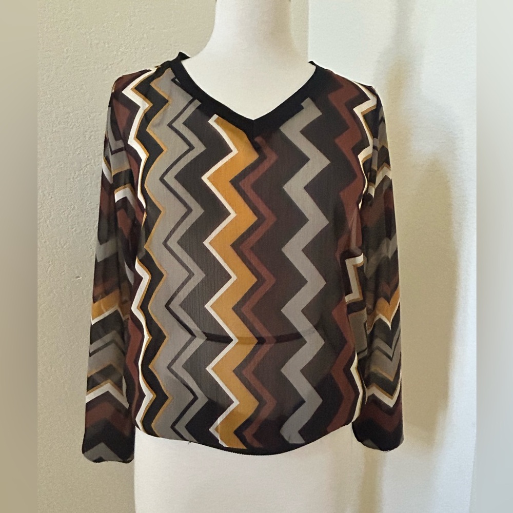 Missoni Brown and Gray Graphic Blouse